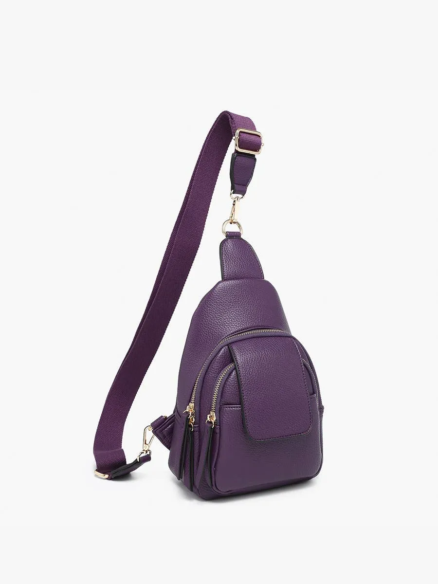 Sophia Sling Bag w/ Flap Over Pocket - Black or Gold