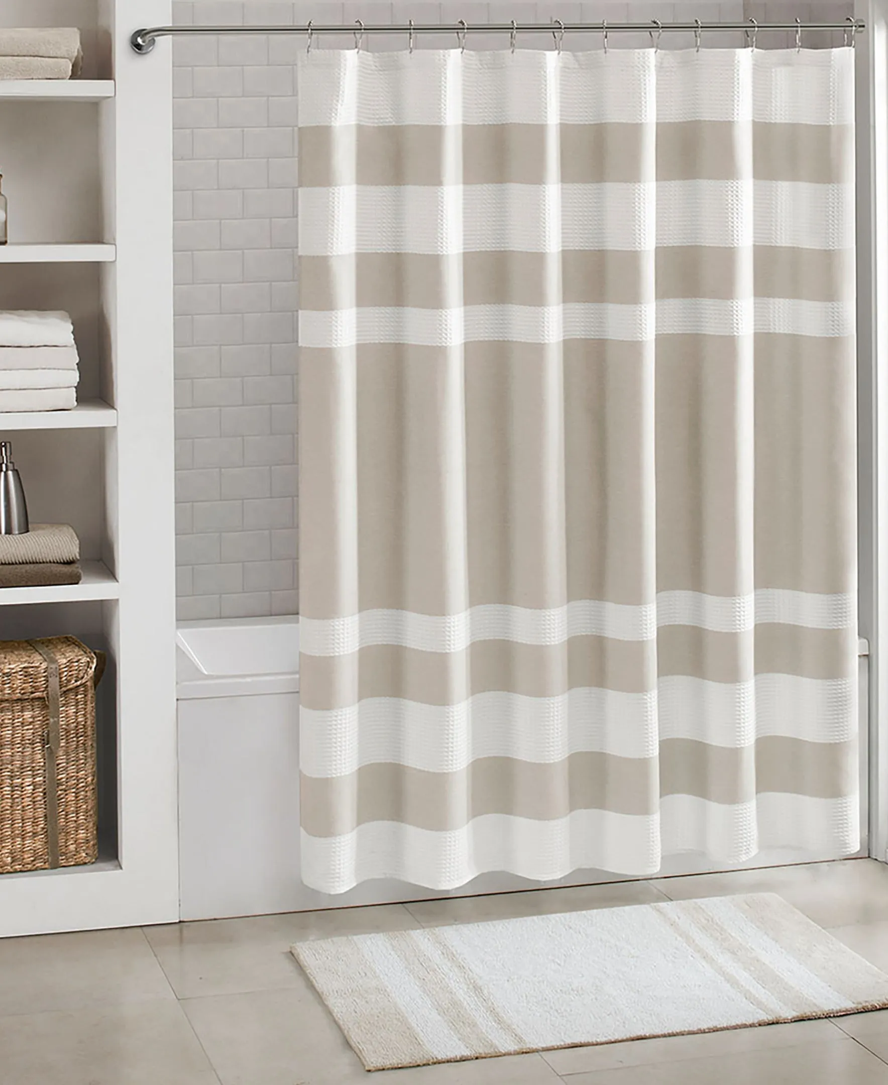 Spa Waffle Shower Curtain with 3M Treatment