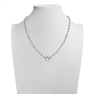 Stainless Steel Paperclip Charm Keeper Necklace Stainless / 16" 2"