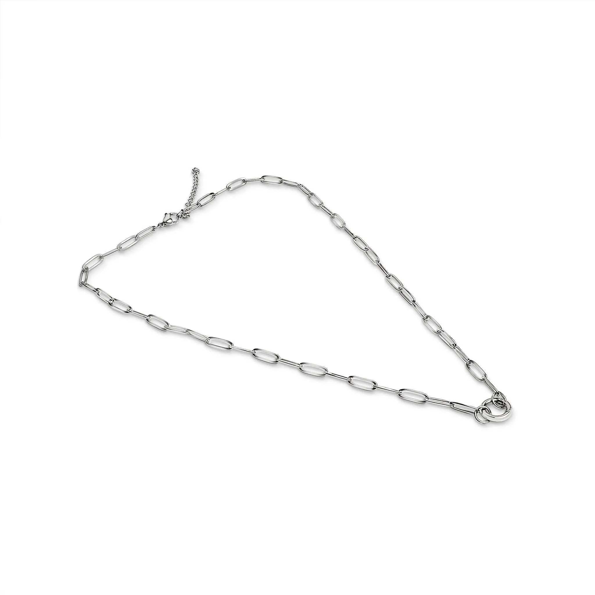 Stainless Steel Paperclip Charm Keeper Necklace Stainless / 16" 2"