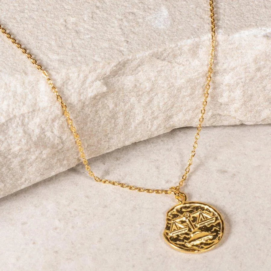 Star Sign Coin Necklace - Libra