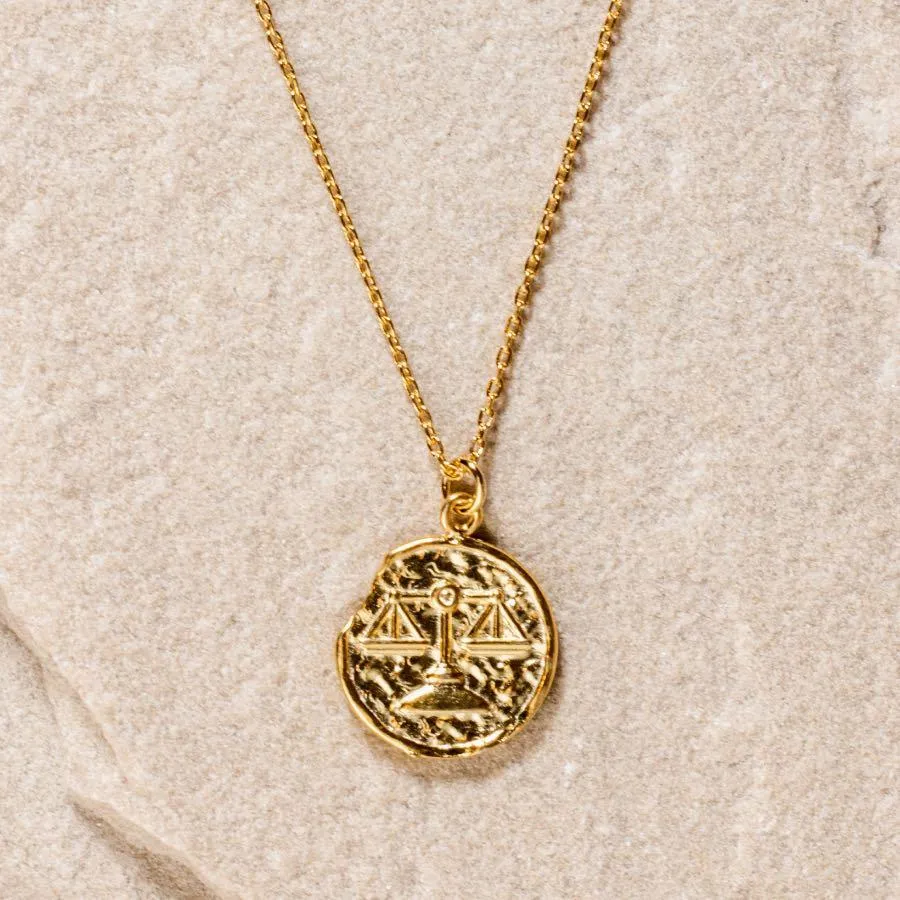 Star Sign Coin Necklace - Libra