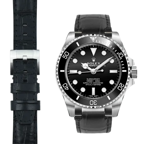 Steel End Link Leather Strap System for the Rolex Sub Ceramic No-Date