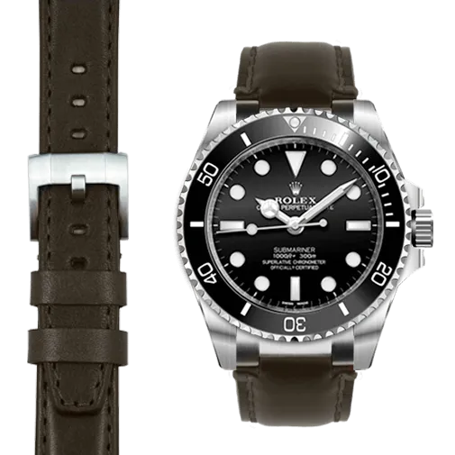 Steel End Link Leather Strap System for the Rolex Sub Ceramic No-Date
