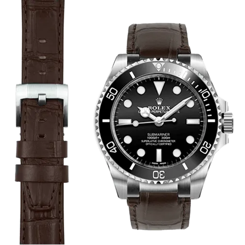 Steel End Link Leather Strap System for the Rolex Sub Ceramic No-Date