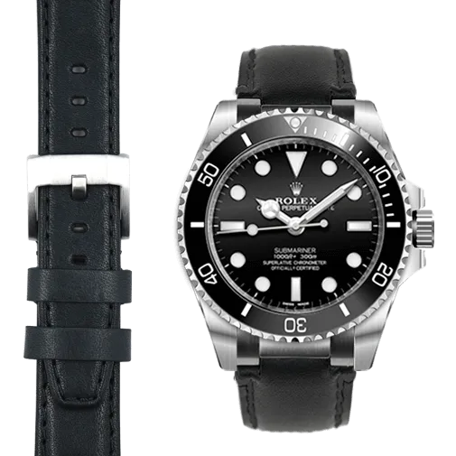 Steel End Link Leather Strap System for the Rolex Sub Ceramic No-Date