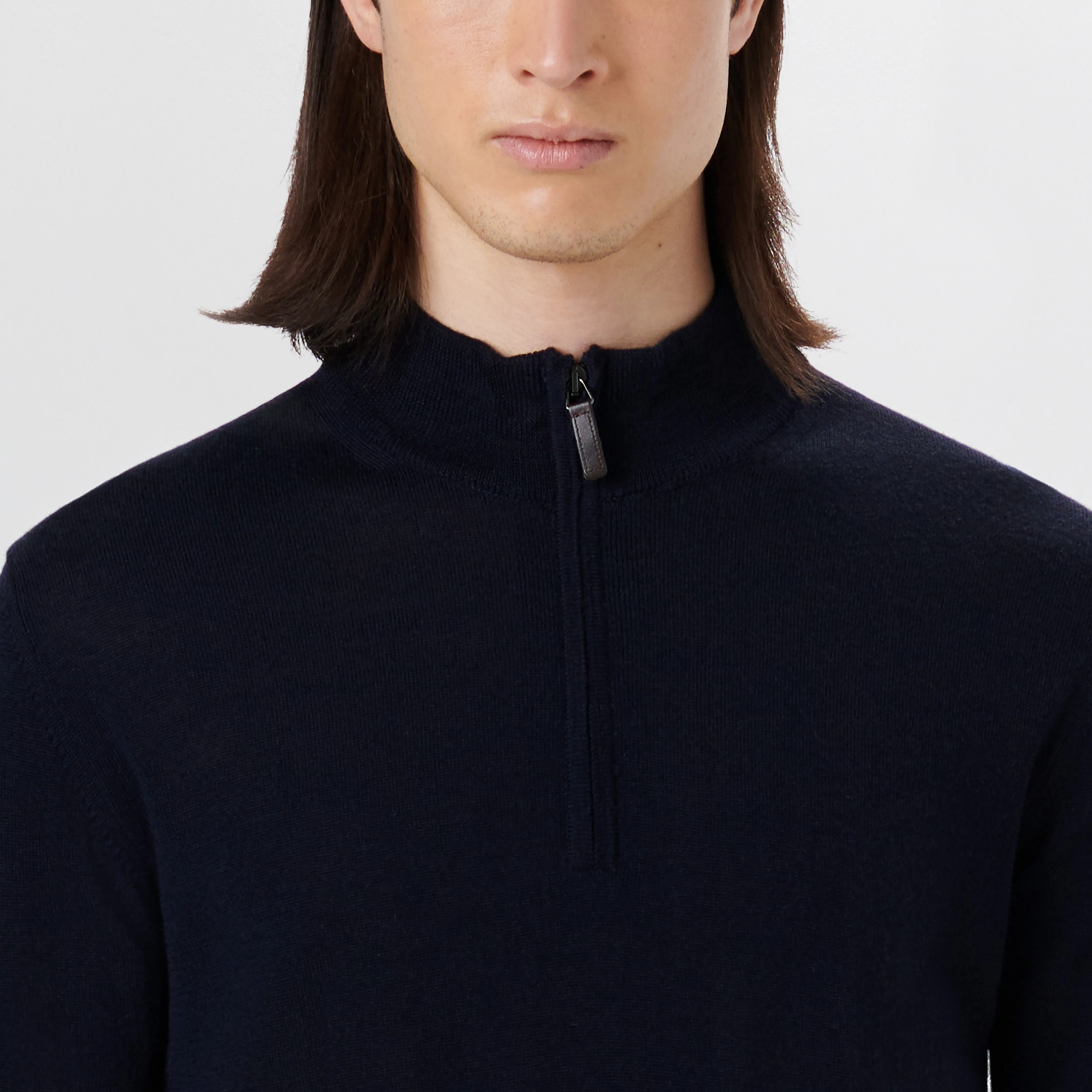 Super Merino Solid Quarter Zip Sweater