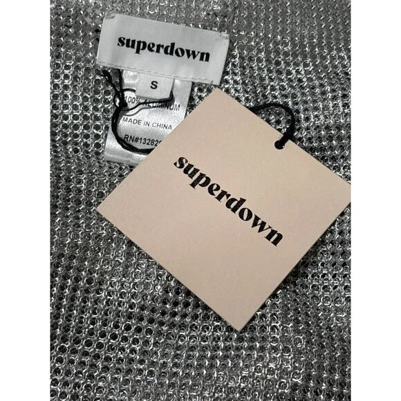 superdown Kali Mini Skirt in Silver Small New Womens Chainmail Metal