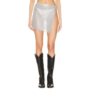 superdown Kali Mini Skirt in Silver Small New Womens Chainmail Metal