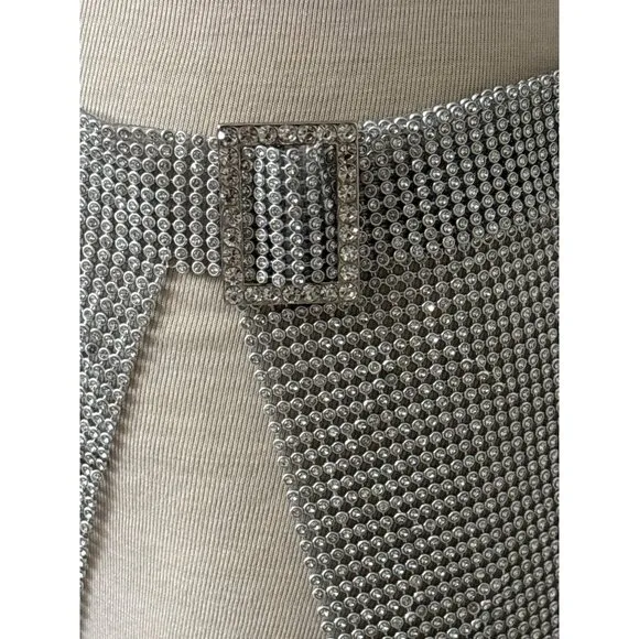 superdown Kali Mini Skirt in Silver Small New Womens Chainmail Metal