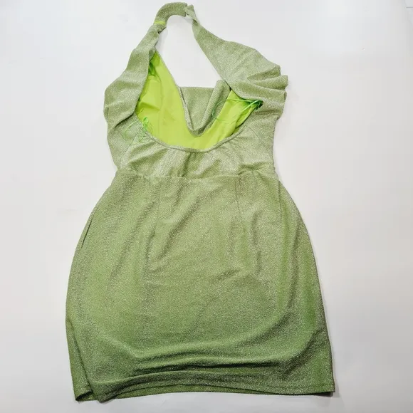Superdown Saffron Cowl Mini Dress in Mint Metallic