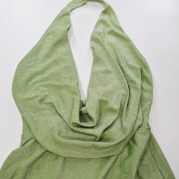 Superdown Saffron Cowl Mini Dress in Mint Metallic