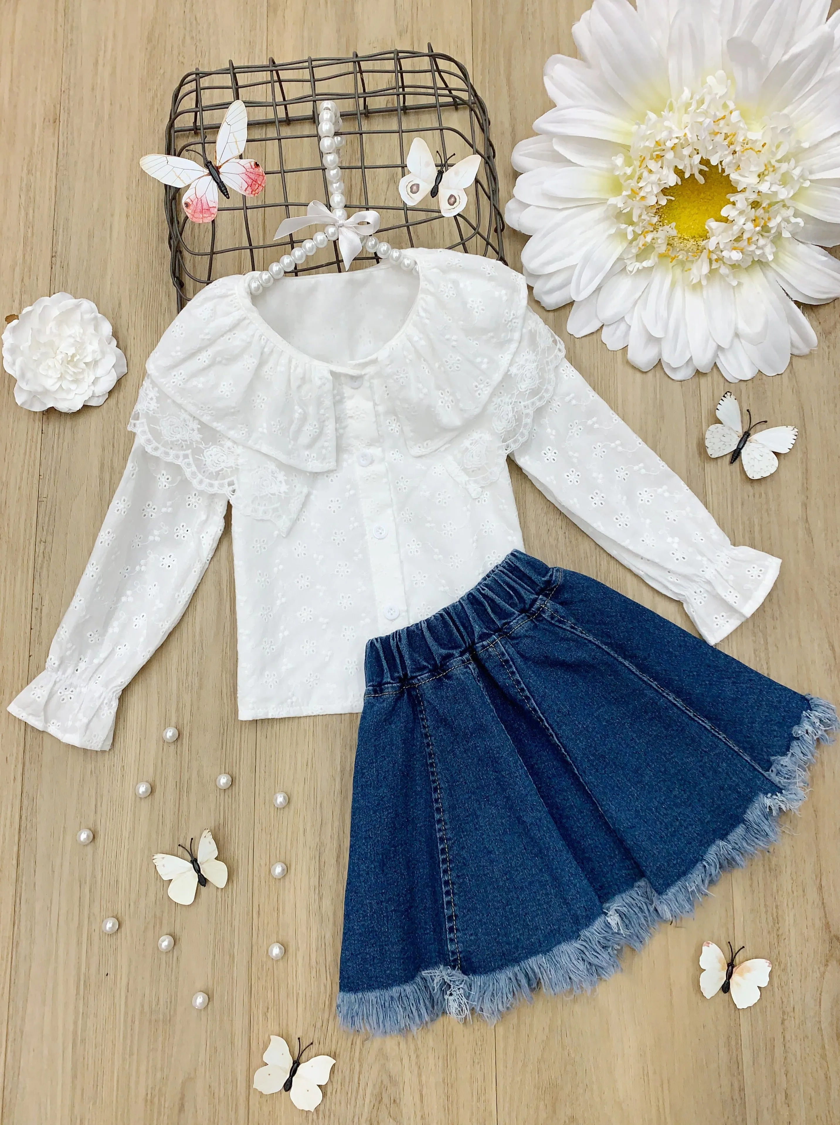 Sweet Sweet Spring Denim Skirt Set