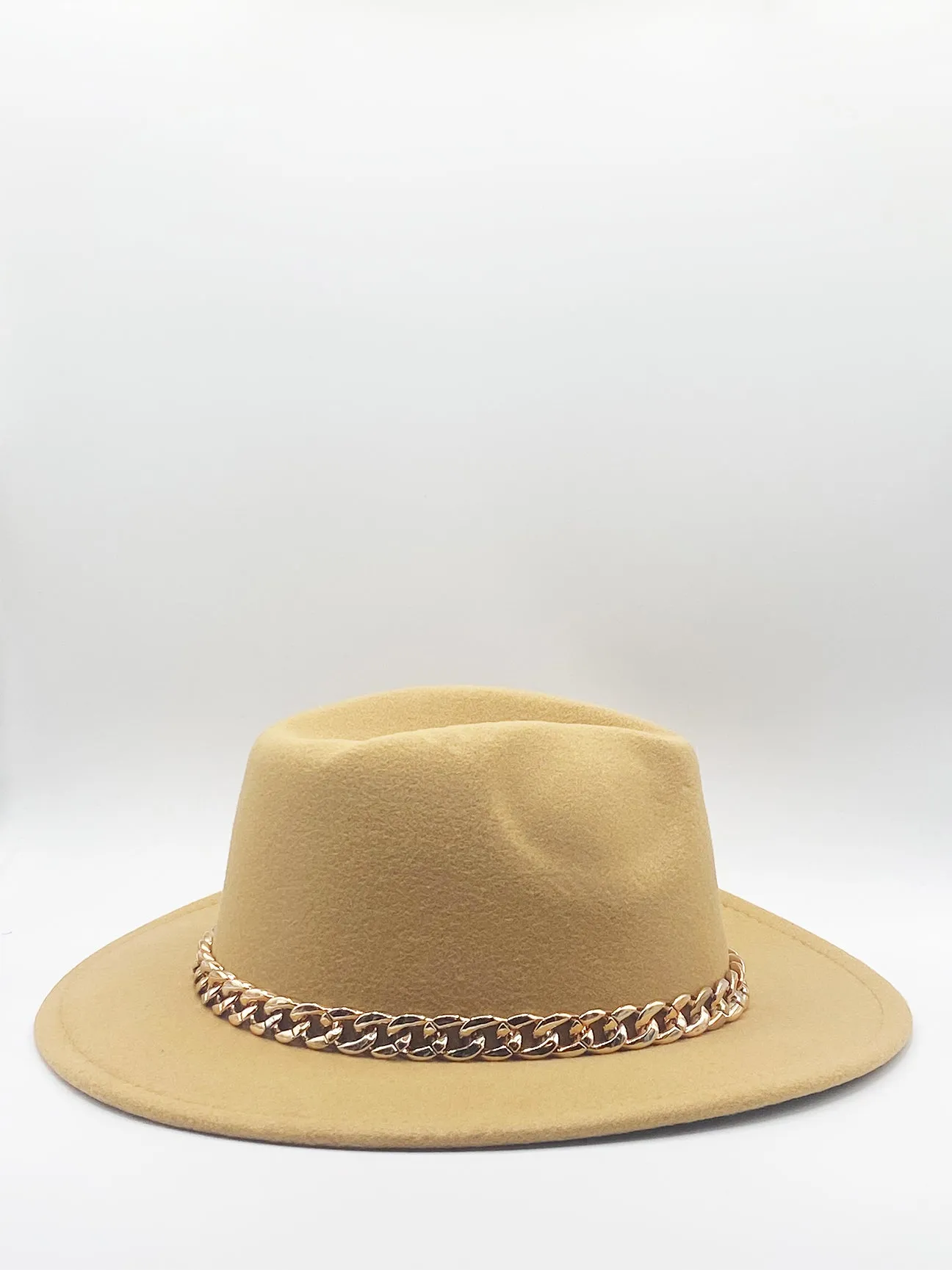 Tan Trilby Hat With Chain Band