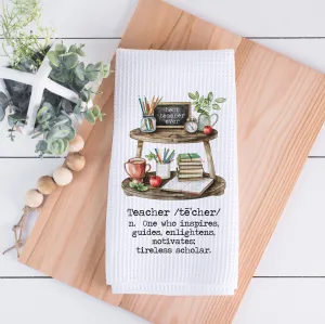 Teacher Definition Towel, School Teacher Waffle Weave Towel