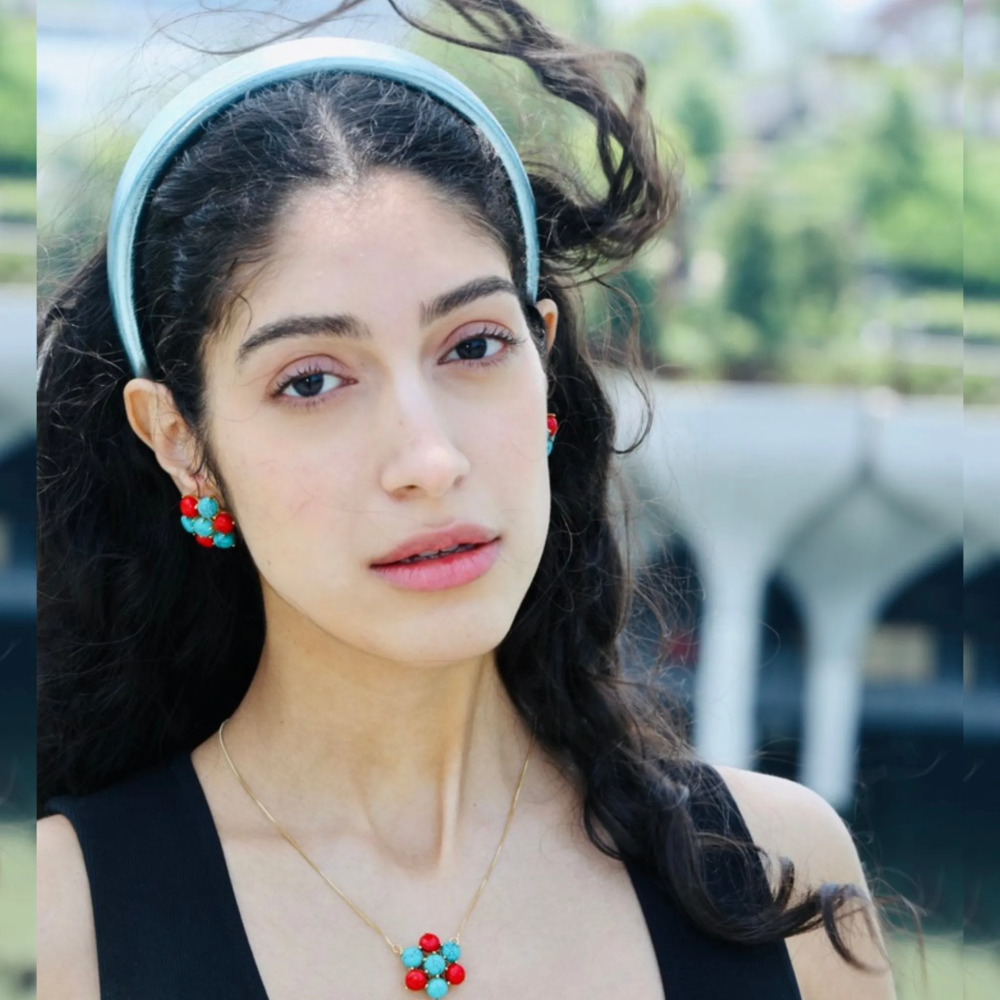 Teal Leather Headband