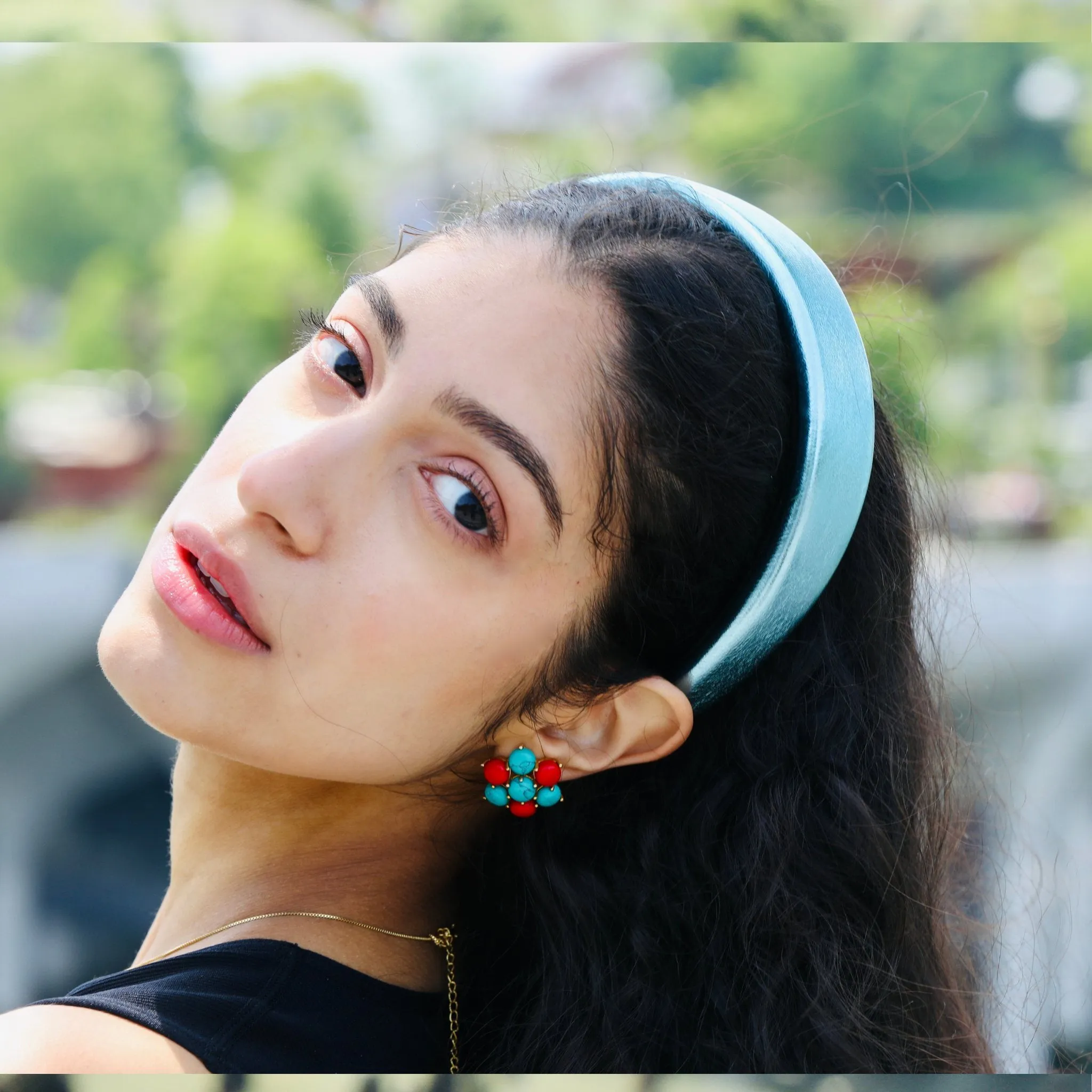 Teal Leather Headband