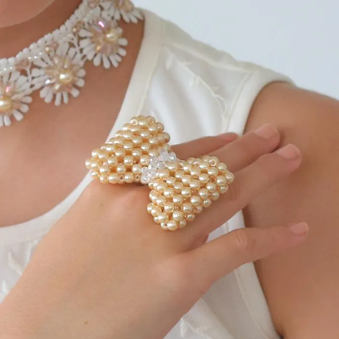 The Alice Bow Pearl Designer Ring