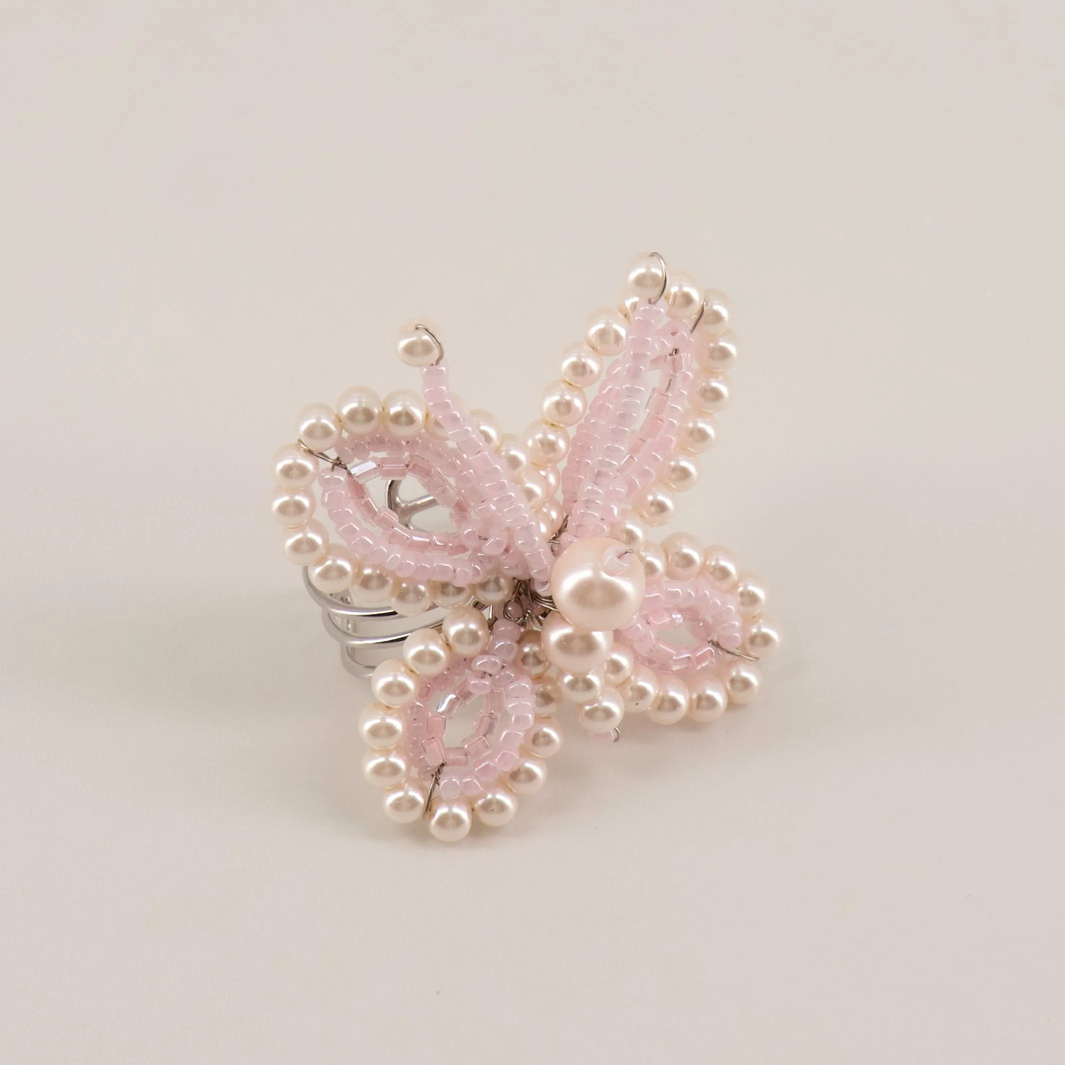 The Amaryllis Pink Pearl Butterfly Luxury Ring