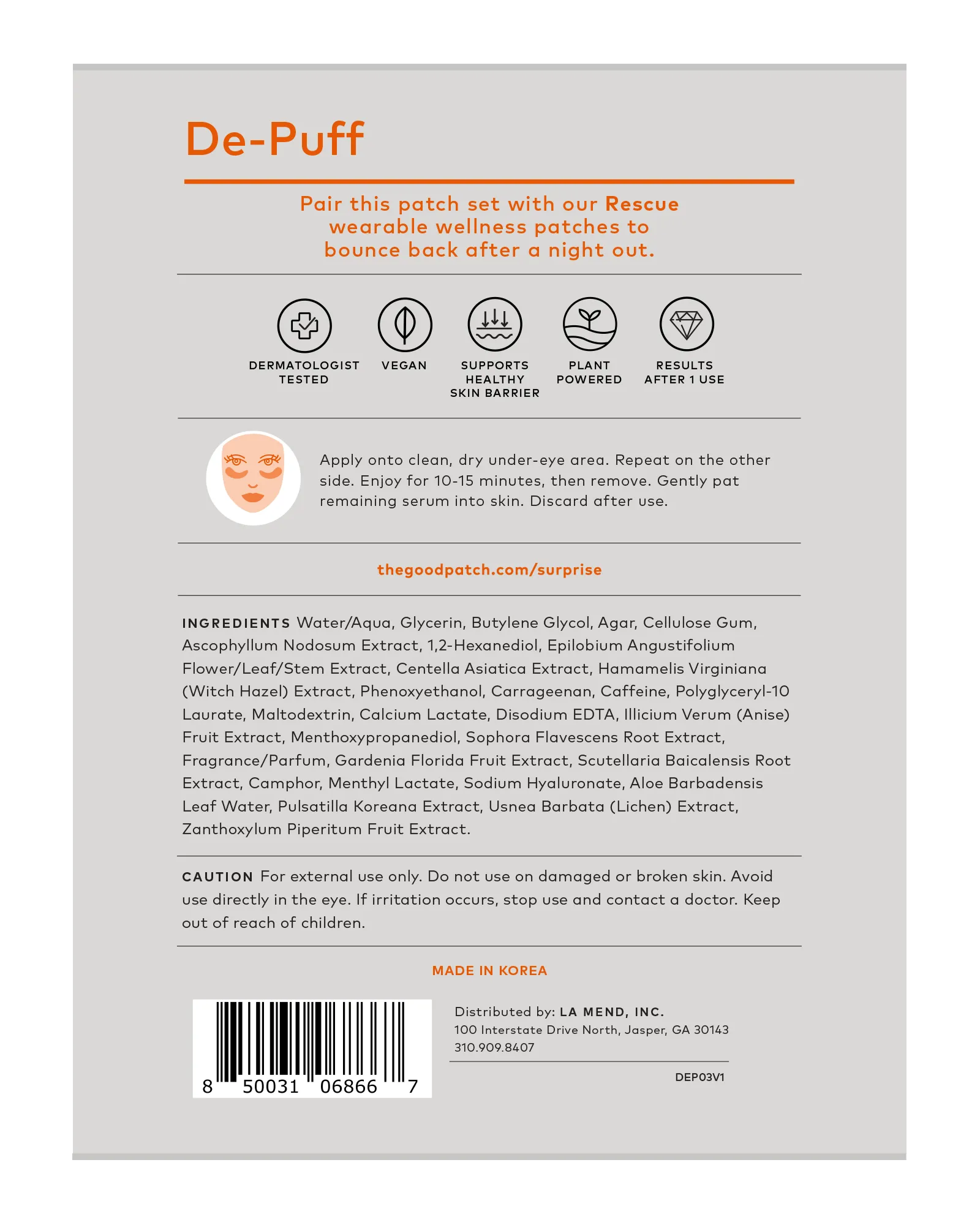 The Good Patch - De-Puff Hydrogel Undereye Patches