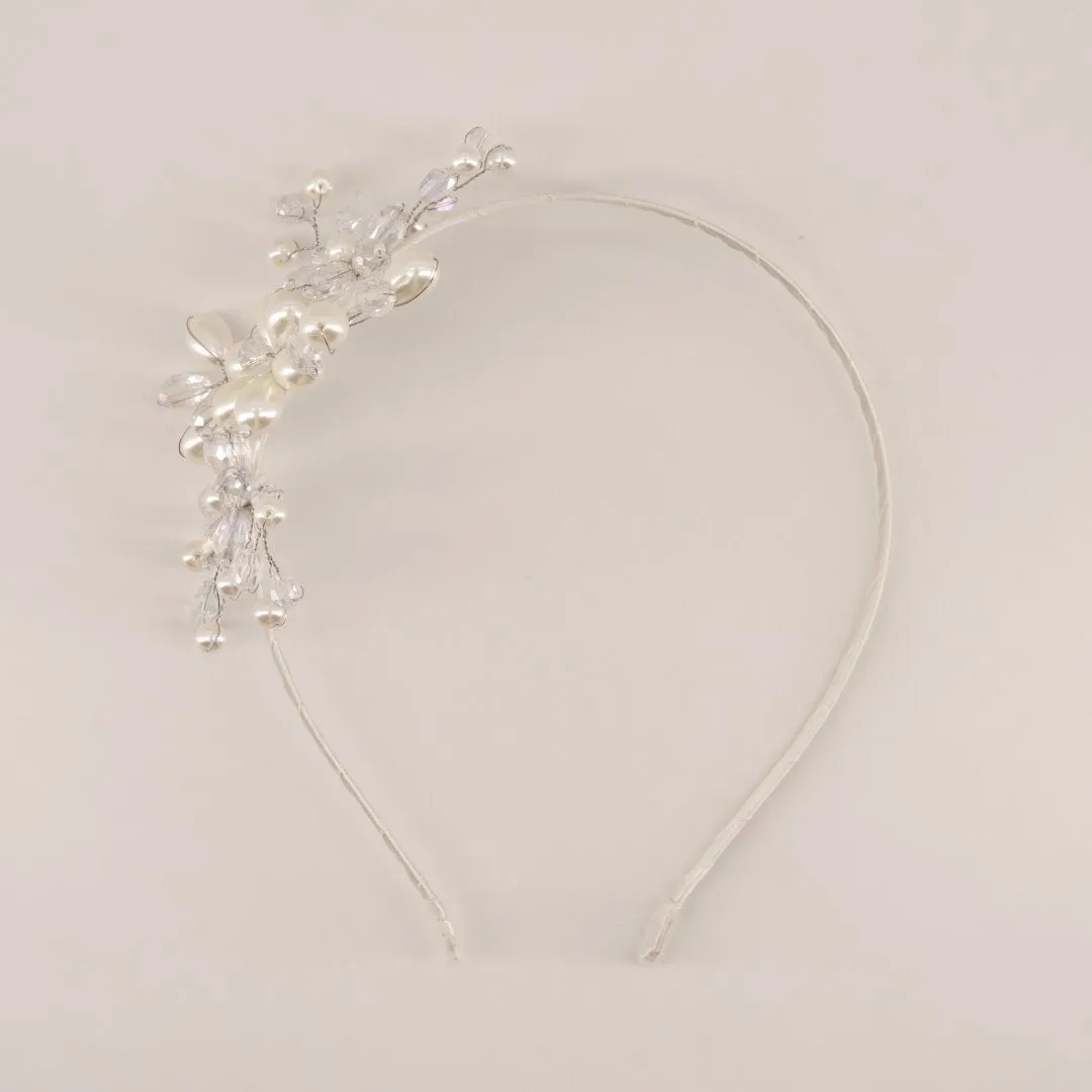 The Natsuki Pearl & Crystal Flower Headband
