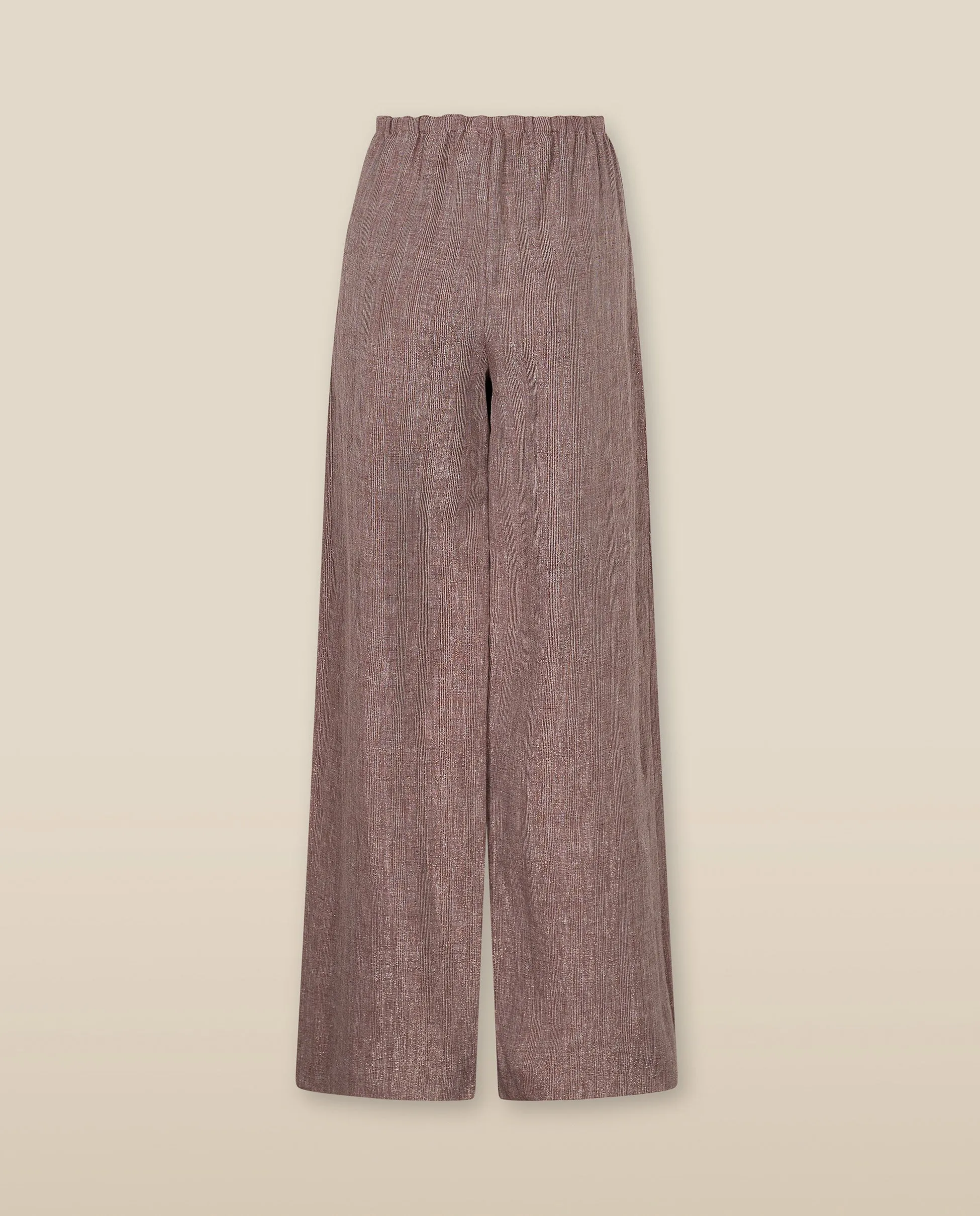 THYSSEN | Bronze Metallic Thread Wide Leg Trousers