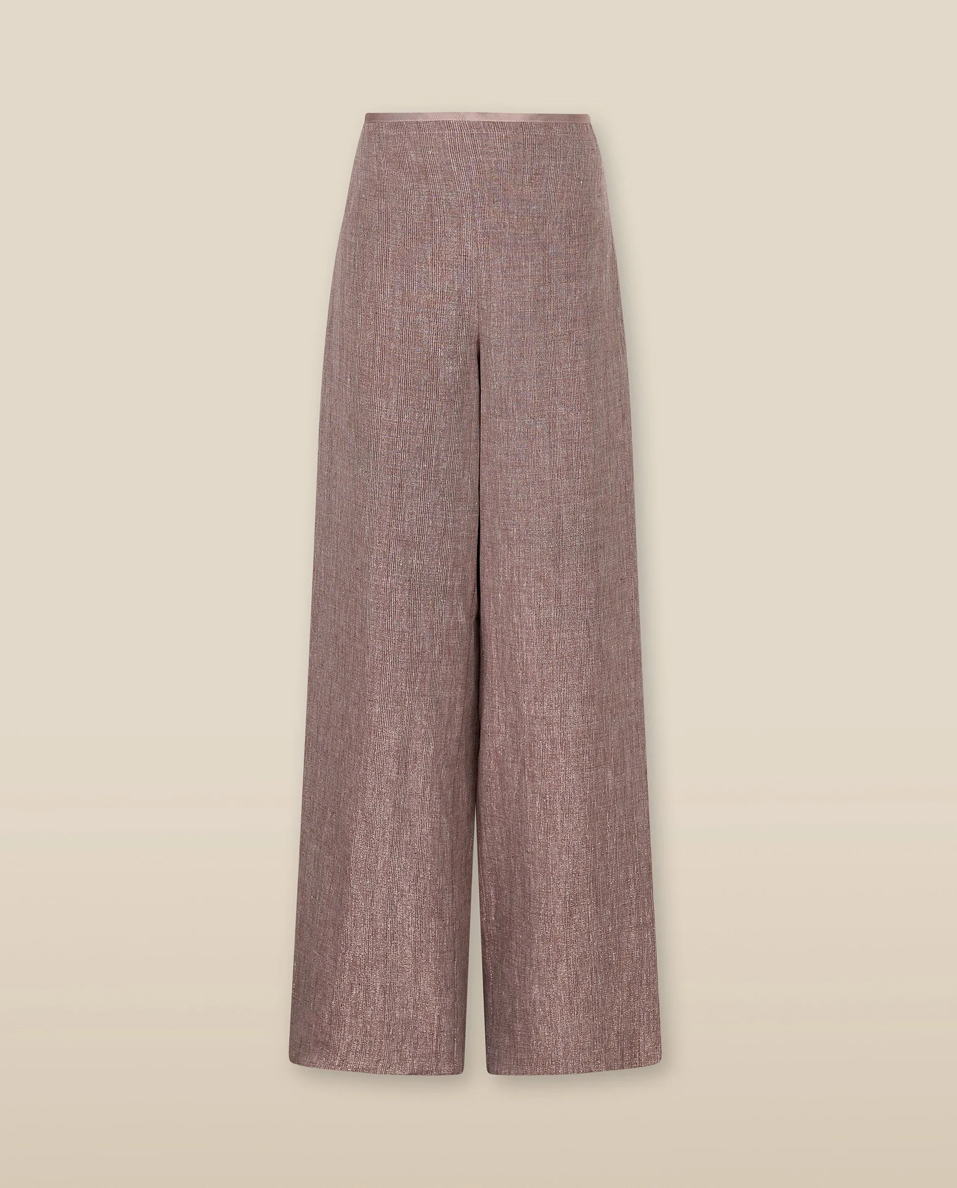 THYSSEN | Bronze Metallic Thread Wide Leg Trousers