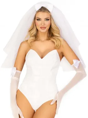Tiered Bridal Veil - White - One Size