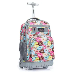 Tilami Pink Doughnut Kids Rolling Backpack 18 inch Wheeled Backpack
