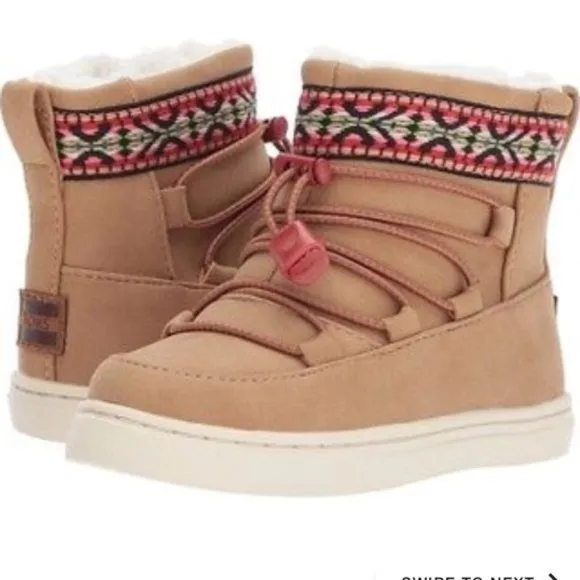 TOMS ALPINE TOFFEE FAUX FUR BOOT GIRLS 5