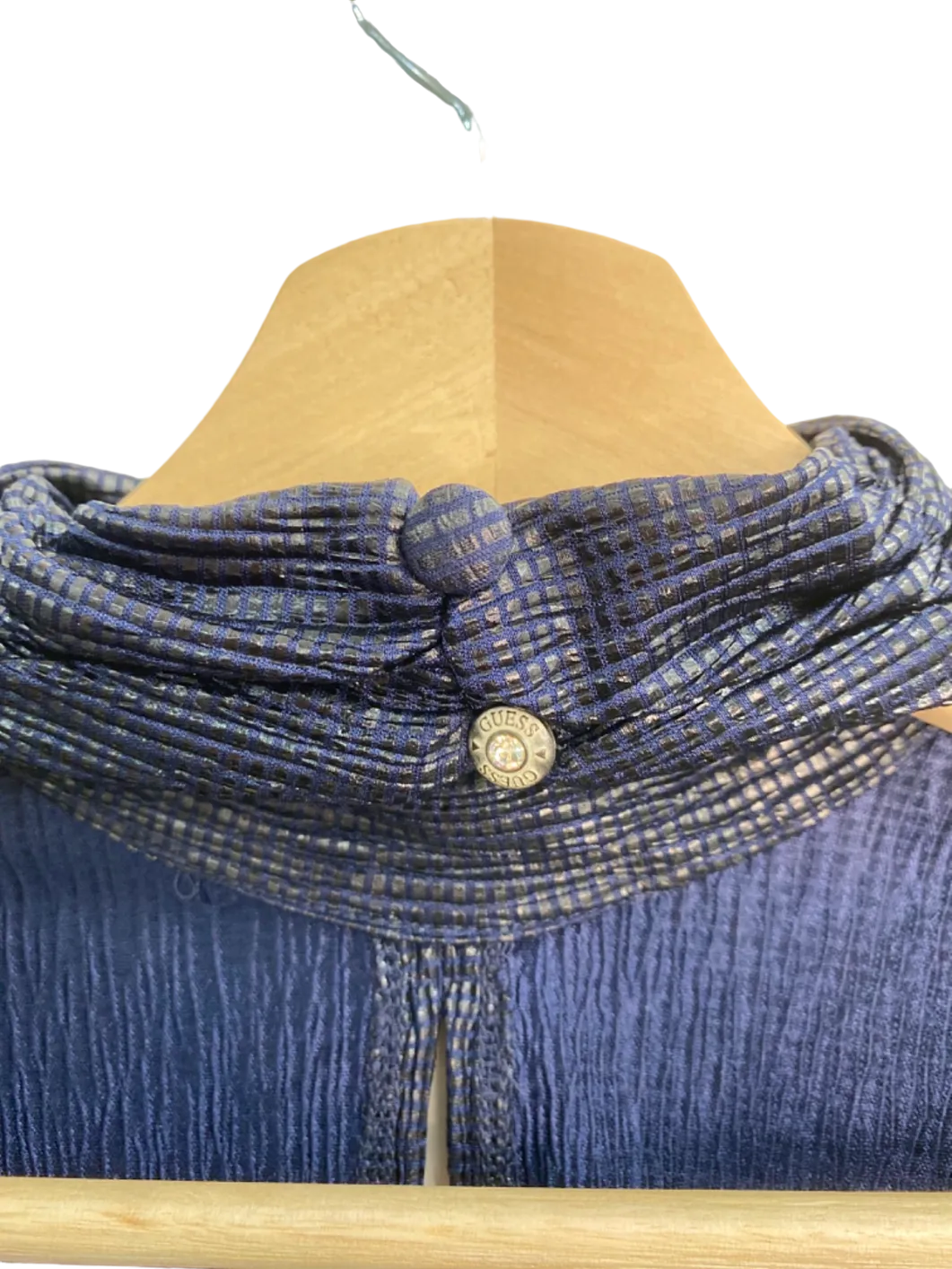 Topshop Navy Metallic Tie-Waist Blouse UK 8