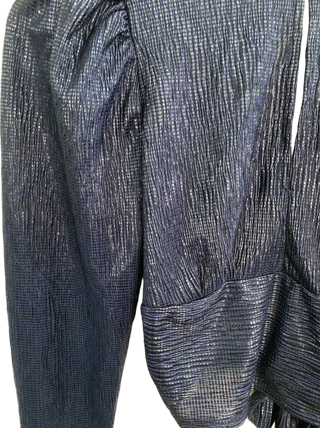 Topshop Navy Metallic Tie-Waist Blouse UK 8