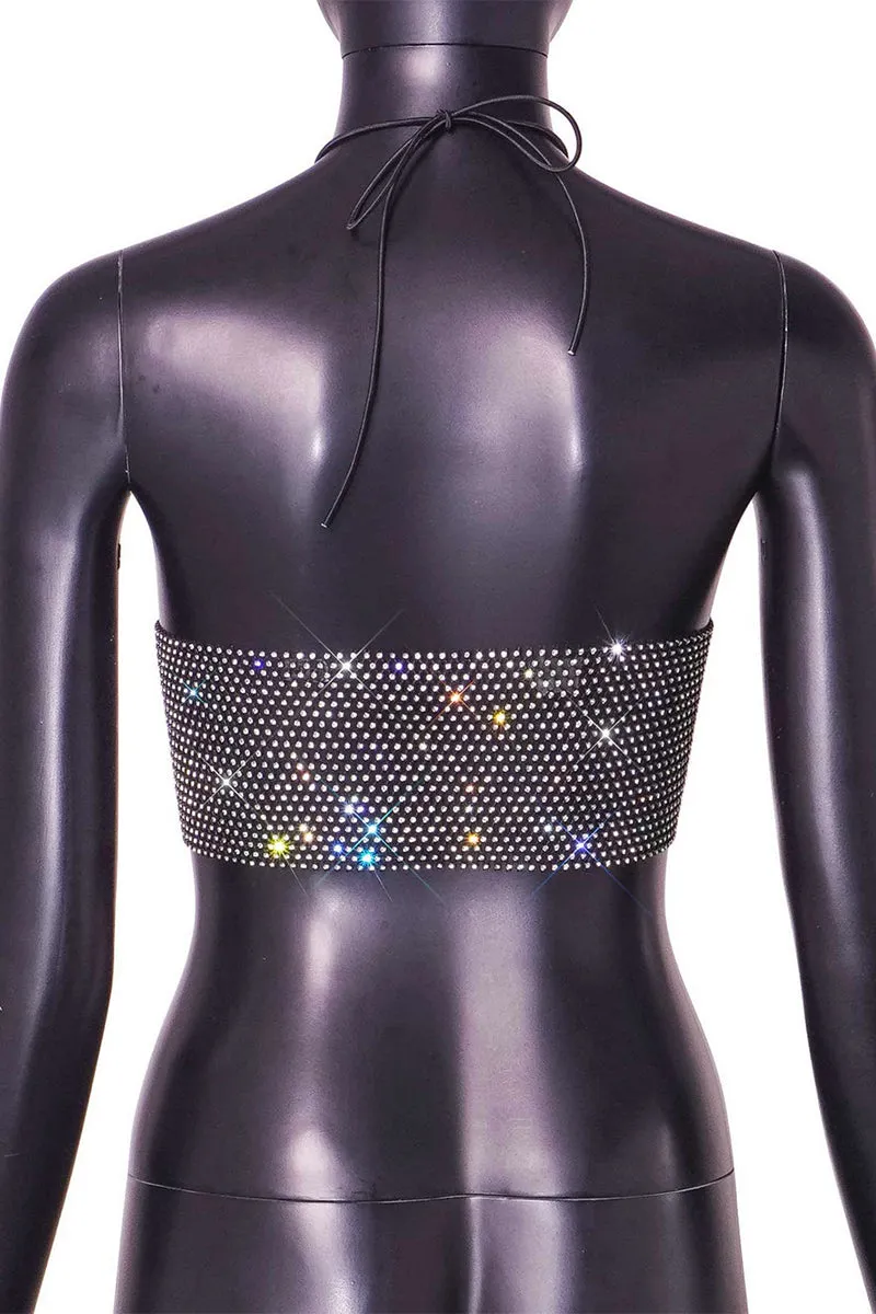 TQ3598 Fishnet Rhinestones Top