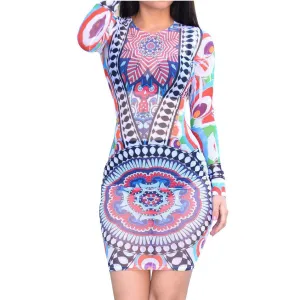 Transparent Full Sleeve Sheer Mesh Party Rainbow Dress