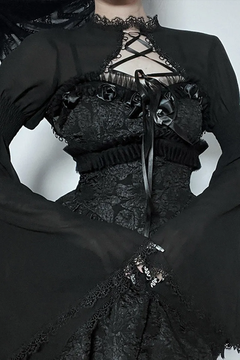 TS3475 Gothic Lace Shrug Top