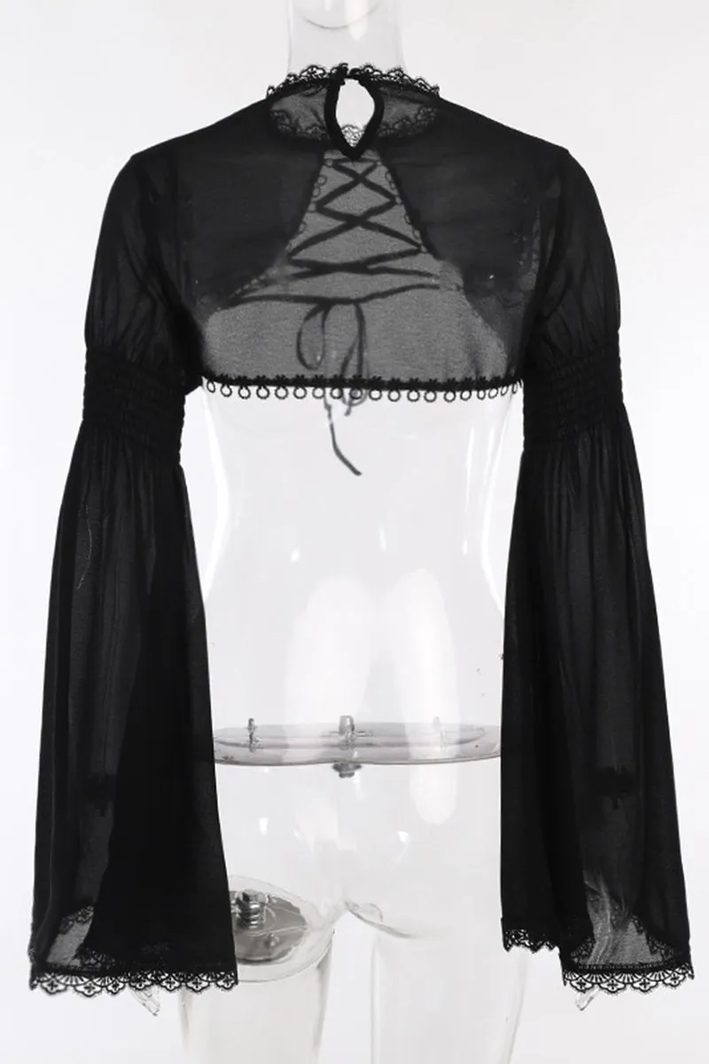 TS3475 Gothic Lace Shrug Top