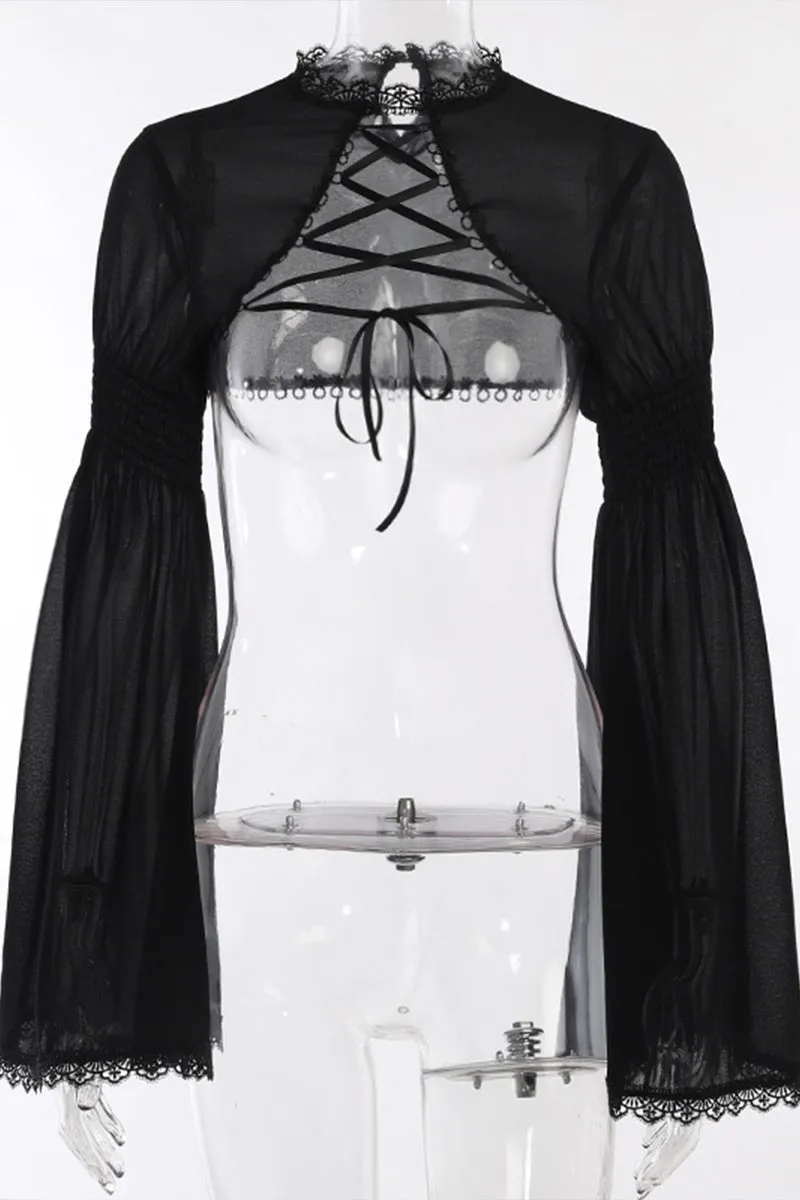 TS3475 Gothic Lace Shrug Top