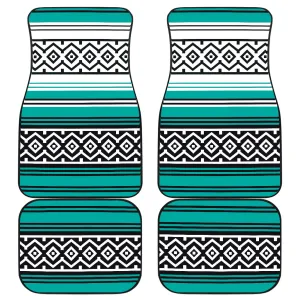 Turquoise Mexican Serape Inspired Floor Mats Set of 4