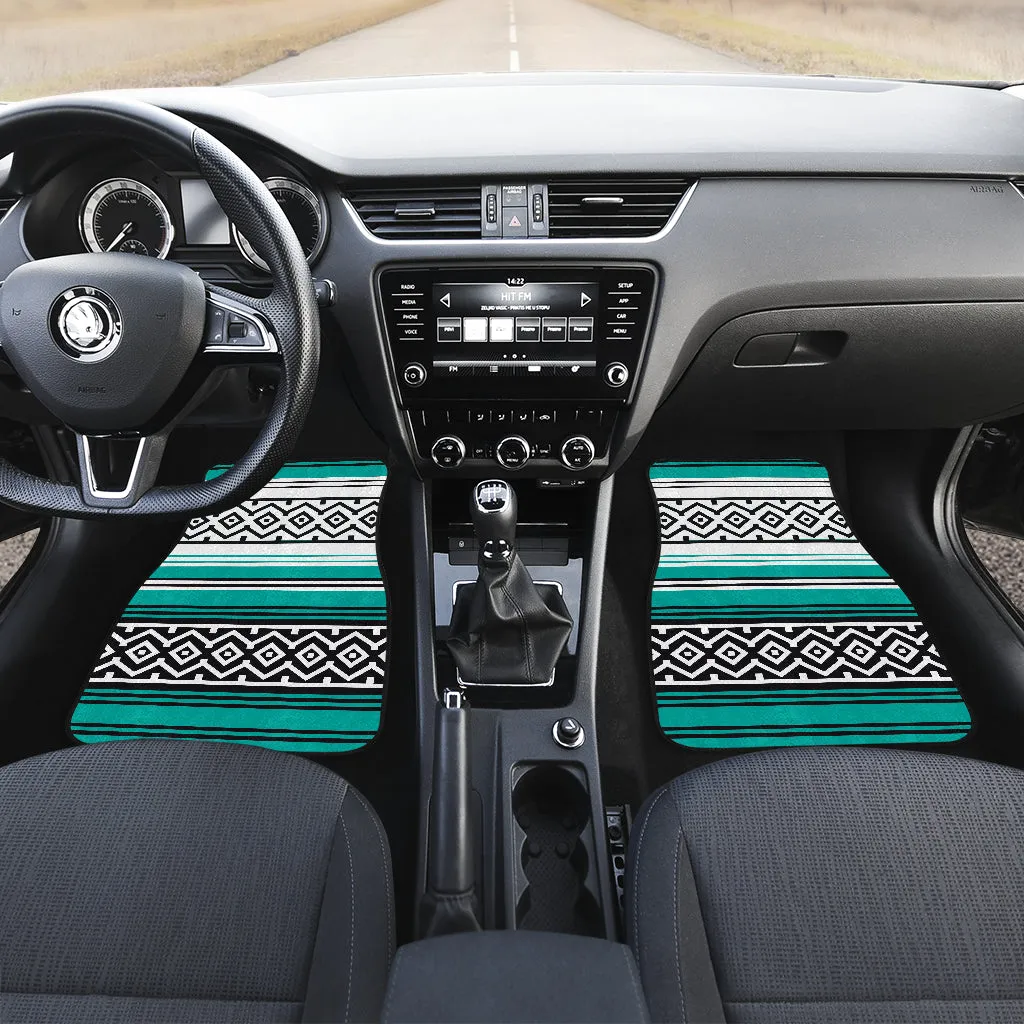 Turquoise Mexican Serape Inspired Floor Mats Set of 4