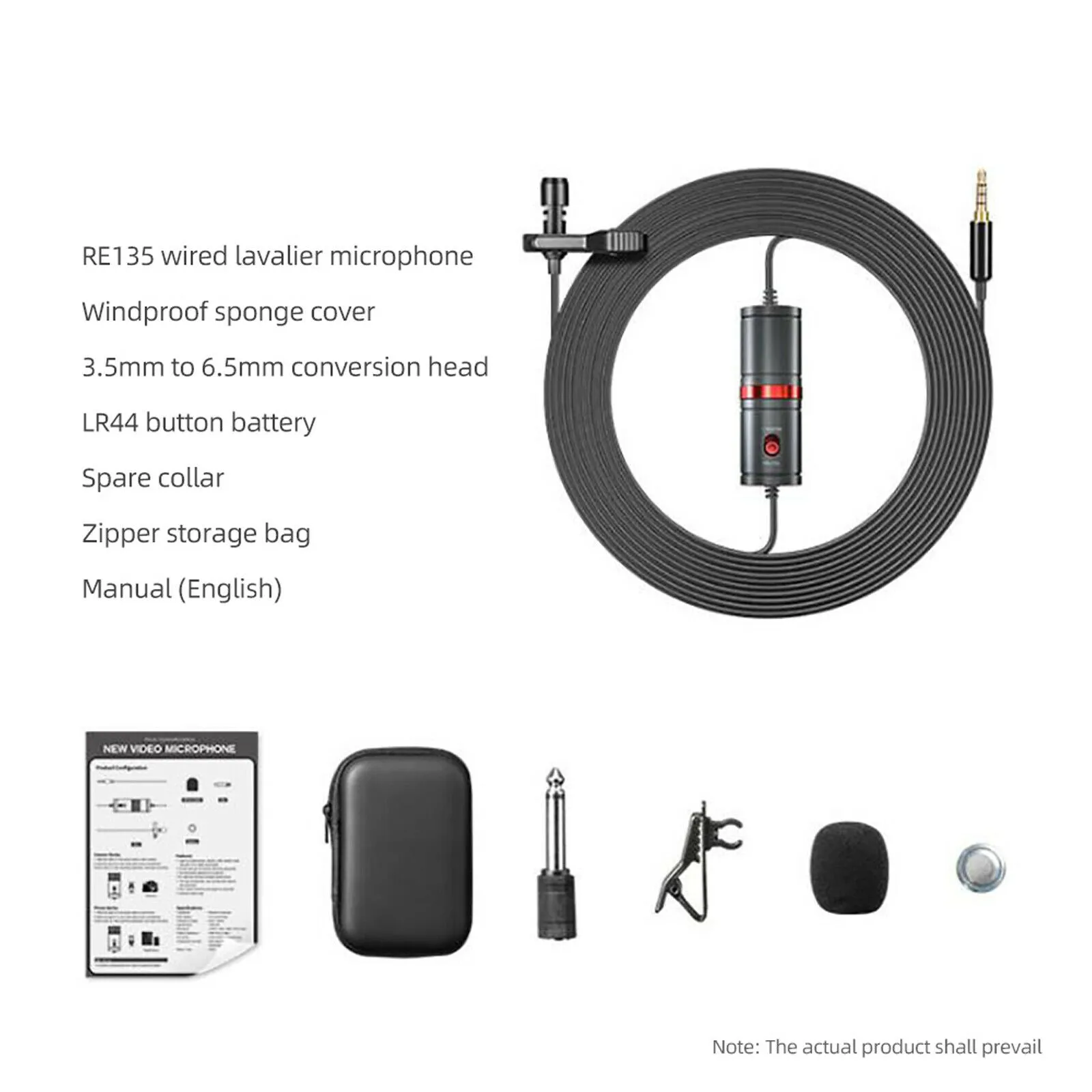Universal 3.5mm TRS/TRRS Clip on Microphone for DSLR Camera iPhone Samsung Android Laptop