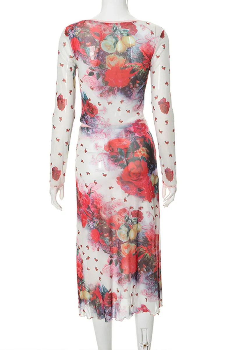 US3162 Sheer Shirt and Skirt Set Top