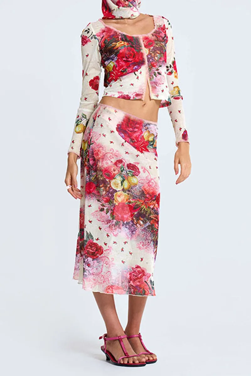 US3162 Sheer Shirt and Skirt Set Top