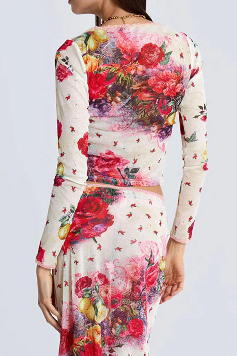 US3162 Sheer Shirt and Skirt Set Top