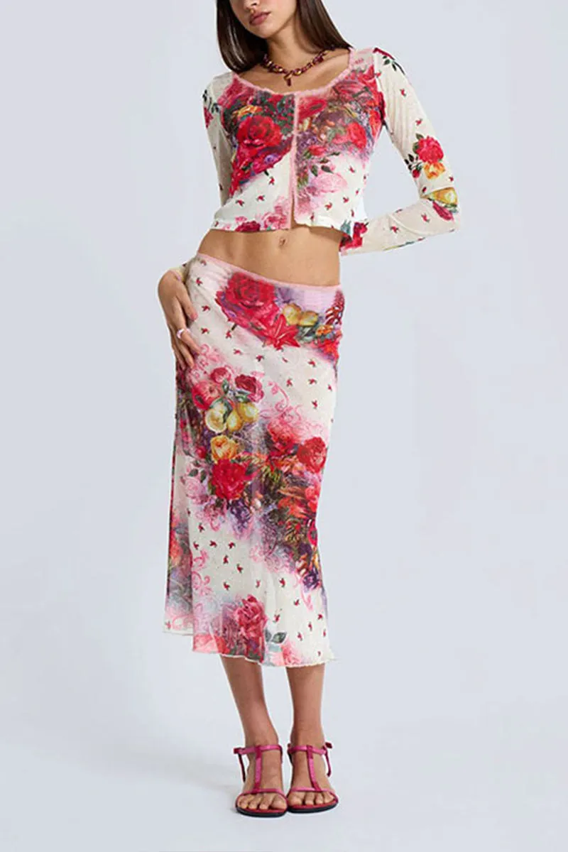 US3162 Sheer Shirt and Skirt Set Top