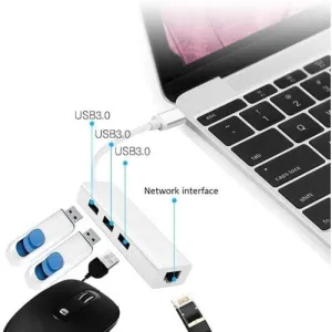 USB-c to 3 Port 3.0 Hub plus RJ45 adapter