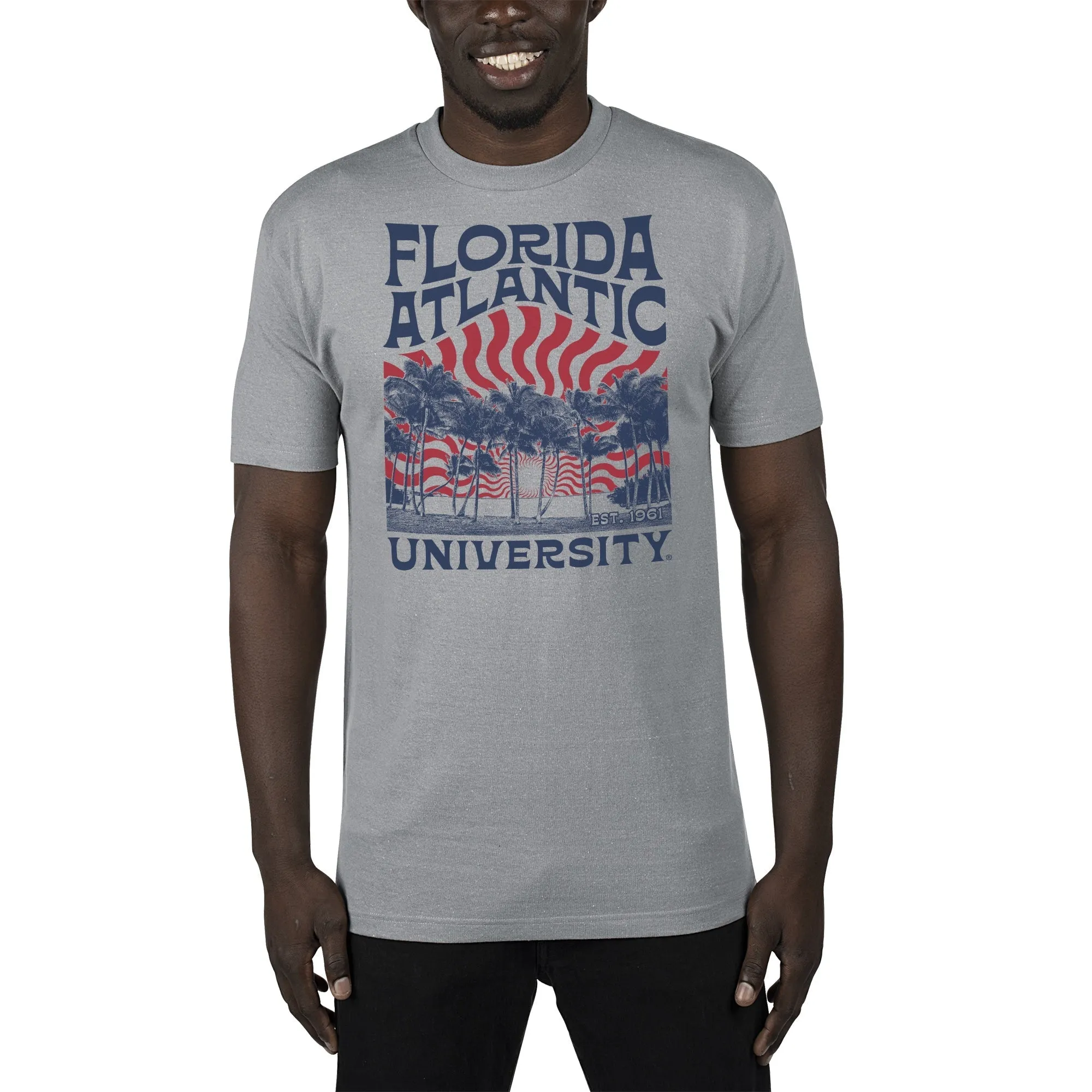 USCAPE Florida Atlantic University Sunburst Renew Short Sleeve Tee, Stormy Grey