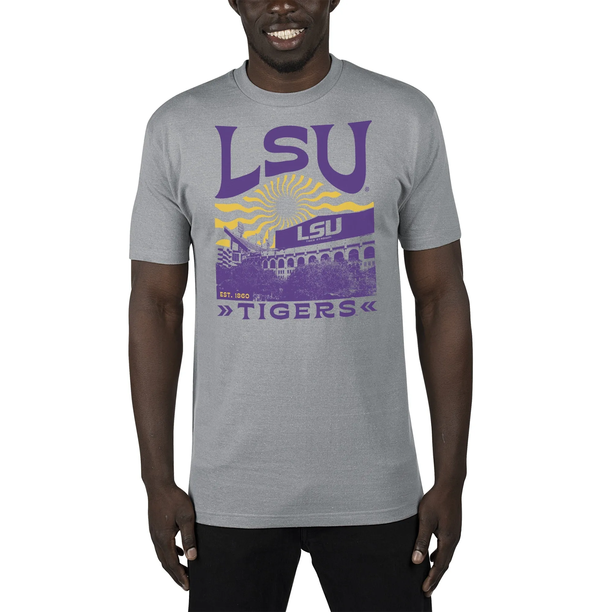 USCAPE LSU Sunburst Renew Short Sleeve Tee, Stormy Grey