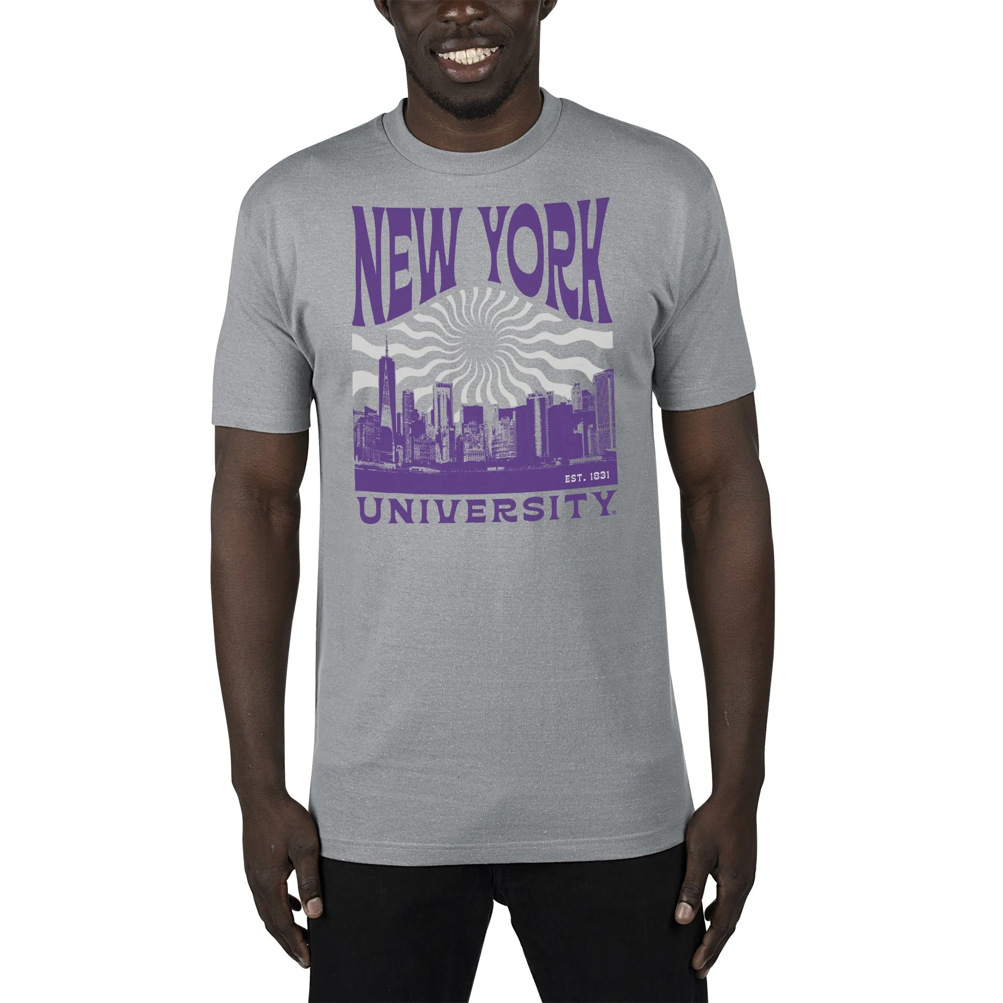 USCAPE New York University Sunburst Renew Short Sleeve Tee, Stormy Grey