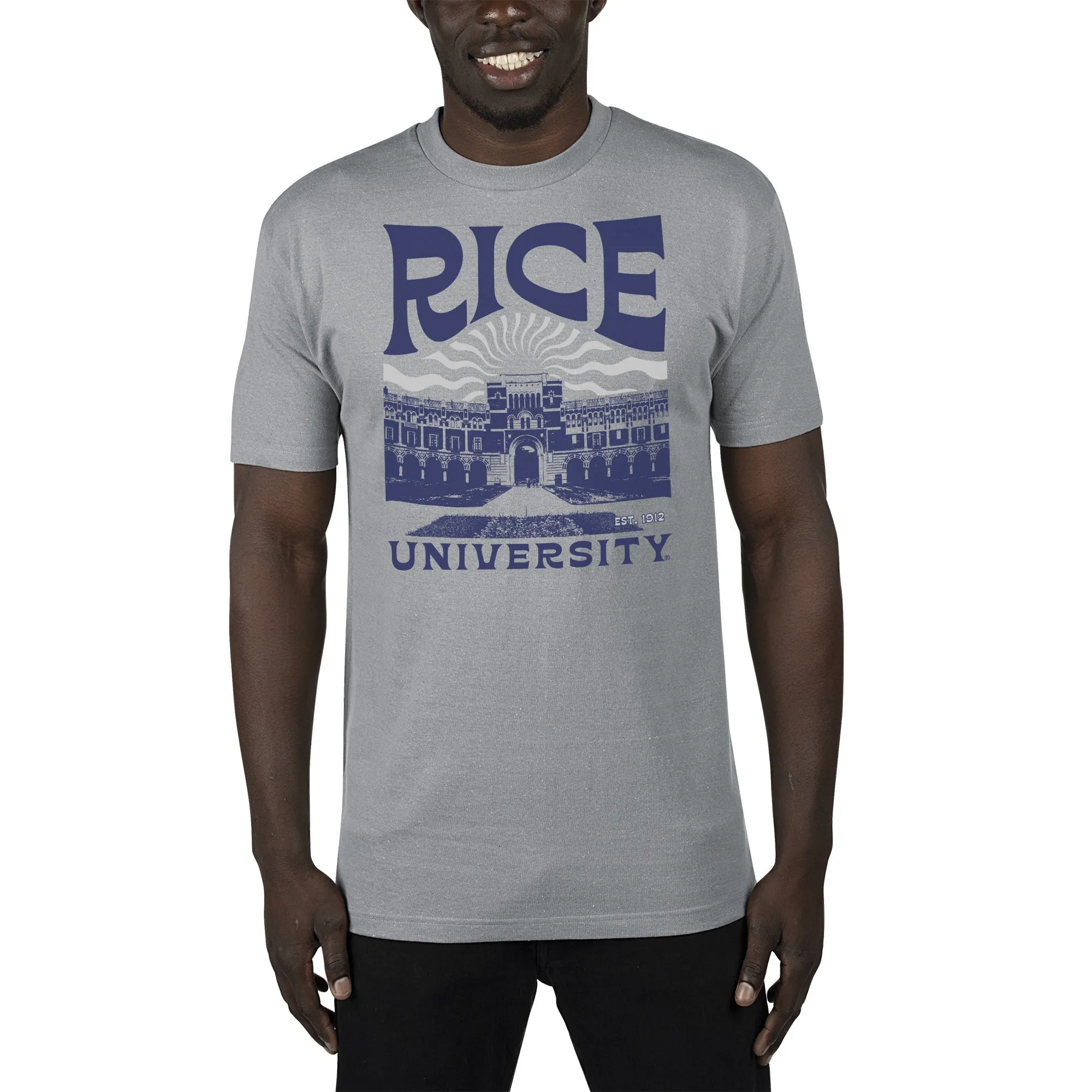 USCAPE Rice University Sunburst Renew Short Sleeve Tee, Stormy Grey