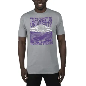 USCAPE Texas Christian University Sunburst Renew Short Sleeve Tee, Stormy Grey